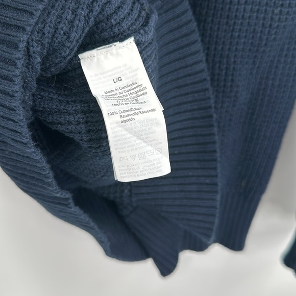 J. Crew Waffle Knit Half-Zip Pullover Navy Large - Picture 6 of 8